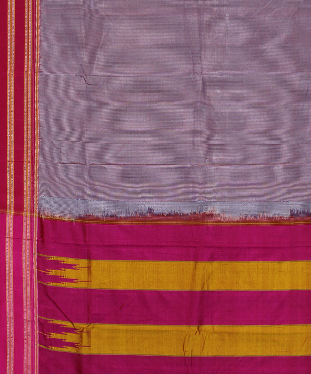 Silver checks pink gayatri border cotton art silk ilkal saree