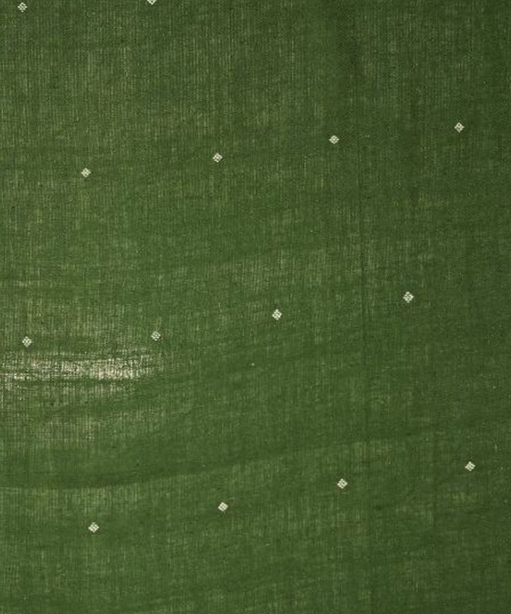 Dark green with white butti handspun handwoven cotton fabric
