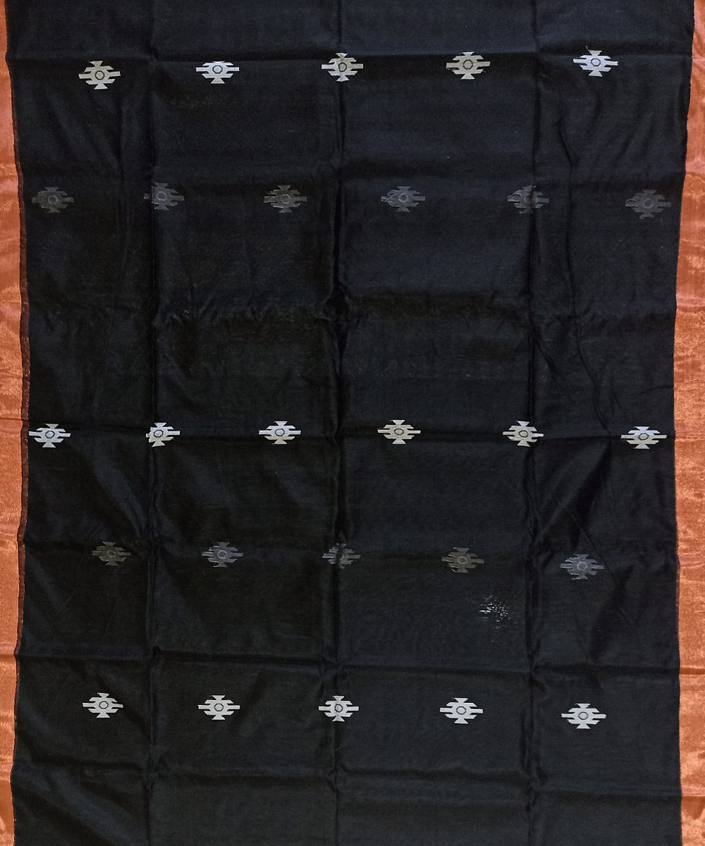 Black copper cotton handloom bengal saree