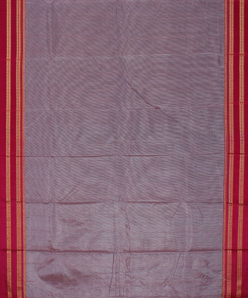 Silver checks pink gayatri border cotton art silk ilkal saree