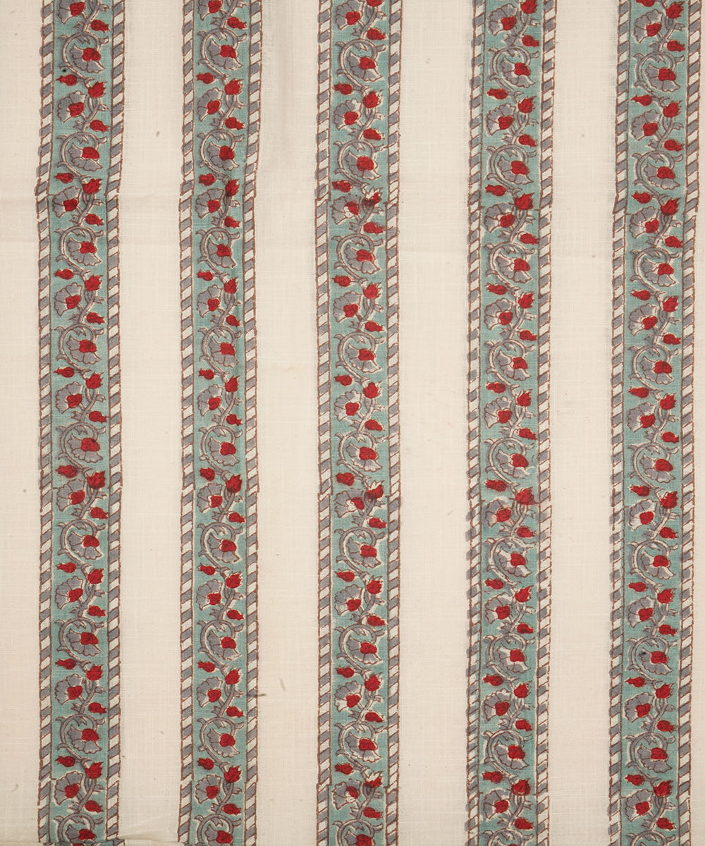2.5 m white cotton hand block printed sanganeri kurta material