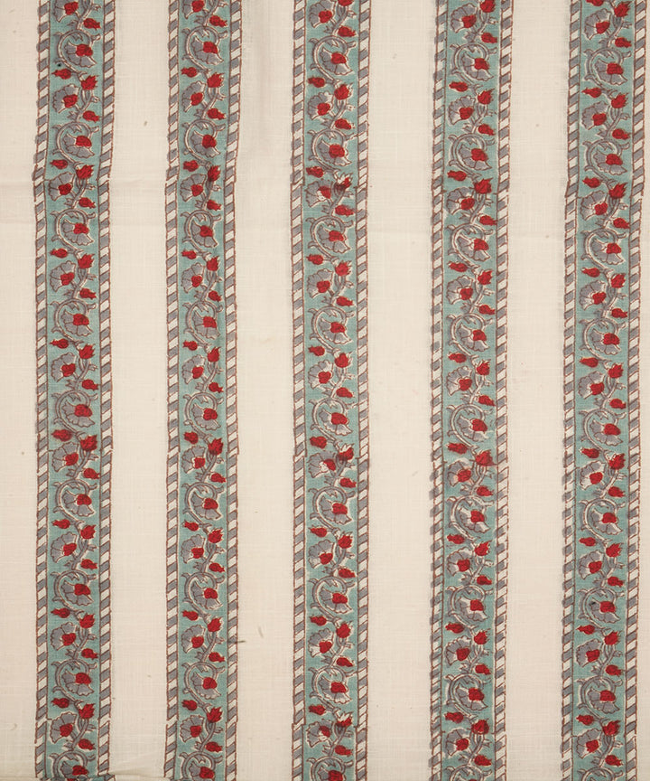 2.5 m white cotton hand block printed sanganeri kurta material