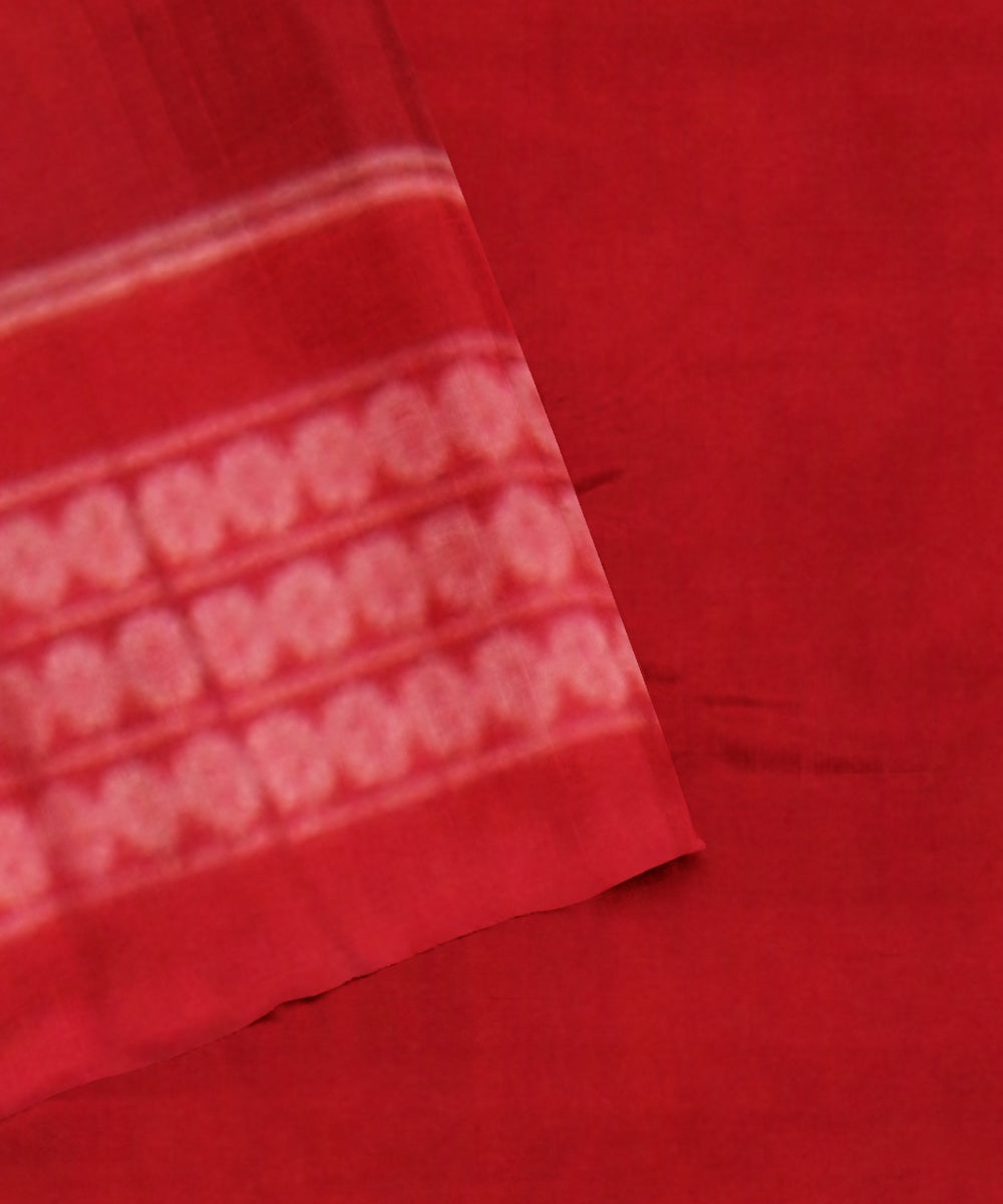 Maroon red handwoven sambalpuri cotton saree