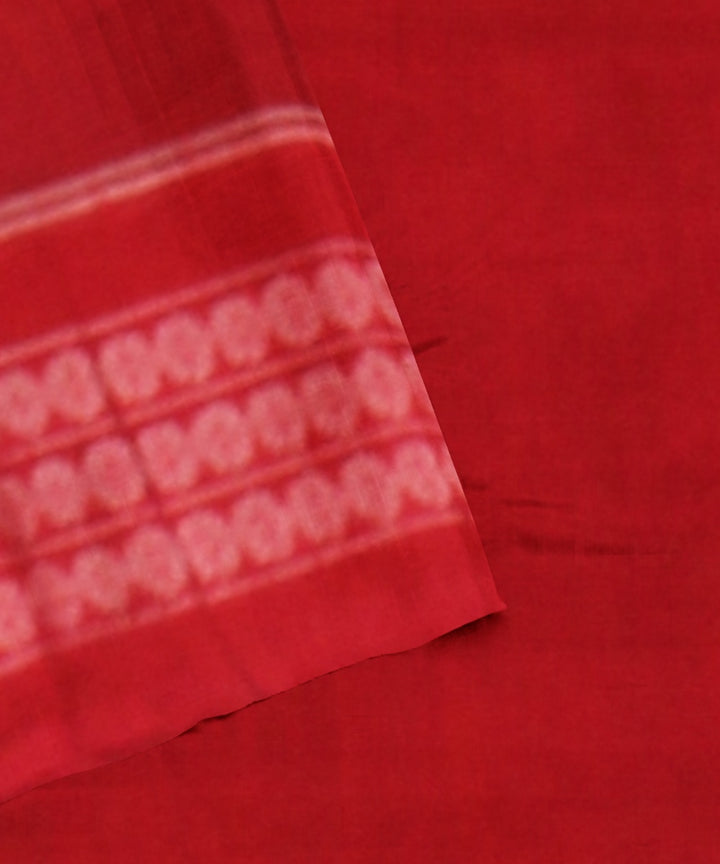 Maroon red handwoven sambalpuri cotton saree