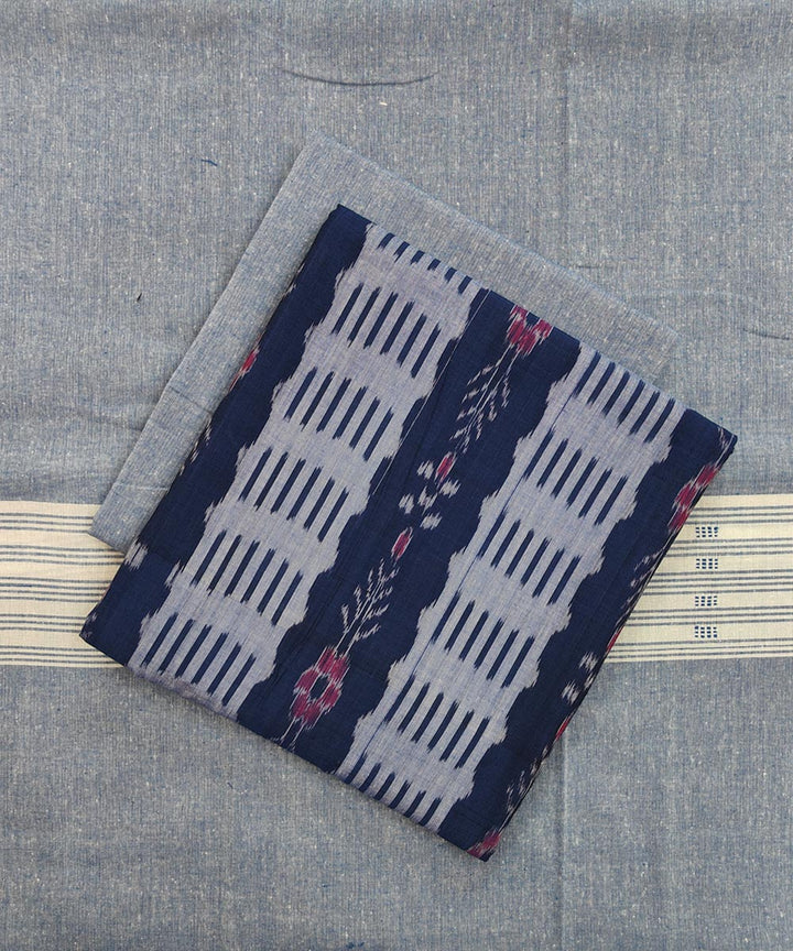 3pcs navy blue grey handwoven cotton nuapatna dress material