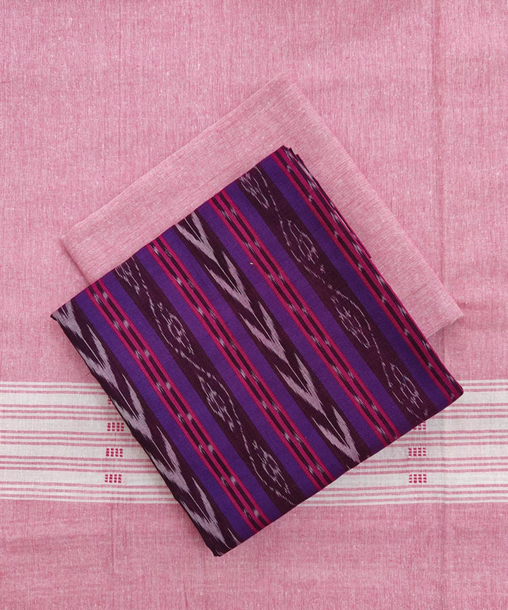 3pcs purple pink handwoven cotton nuapatna dress material