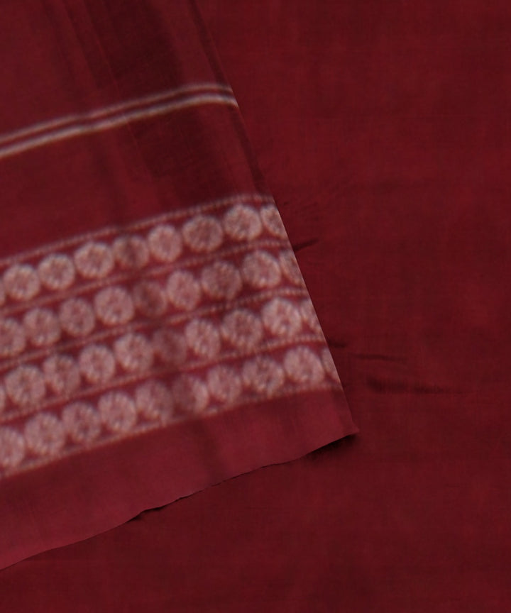 Olive green maroon cotton handloom sambalpuri saree