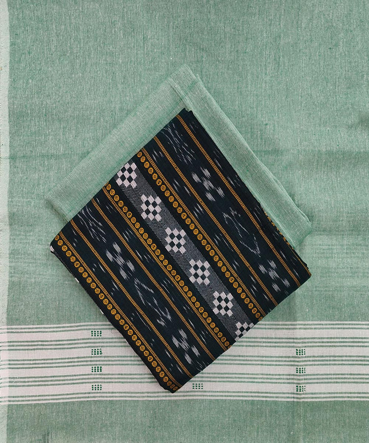 3pcs dark green  handwoven cotton nuapatna dress material