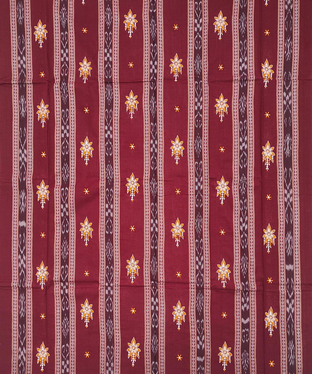 3pcs maroon beige handwoven cotton nuapatna dress material