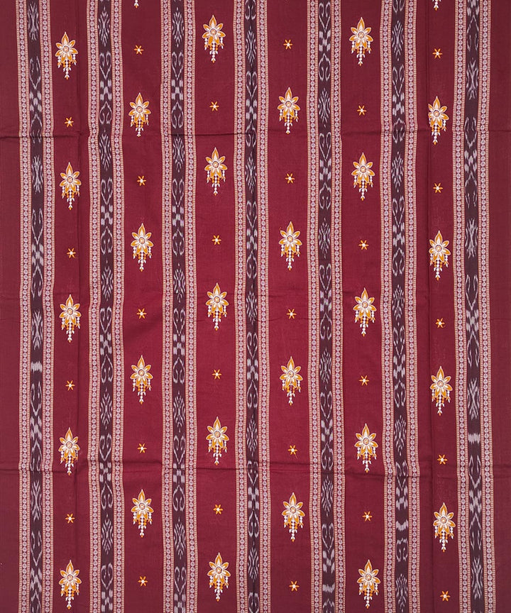 3pcs maroon beige handwoven cotton nuapatna dress material