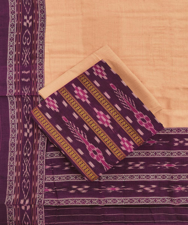 3pcs purple peach handwoven cotton nuapatna dress material