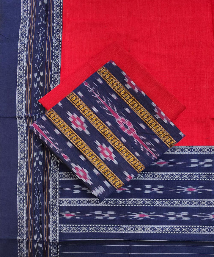 3pcs navy blue red handwoven cotton nuapatna dress material