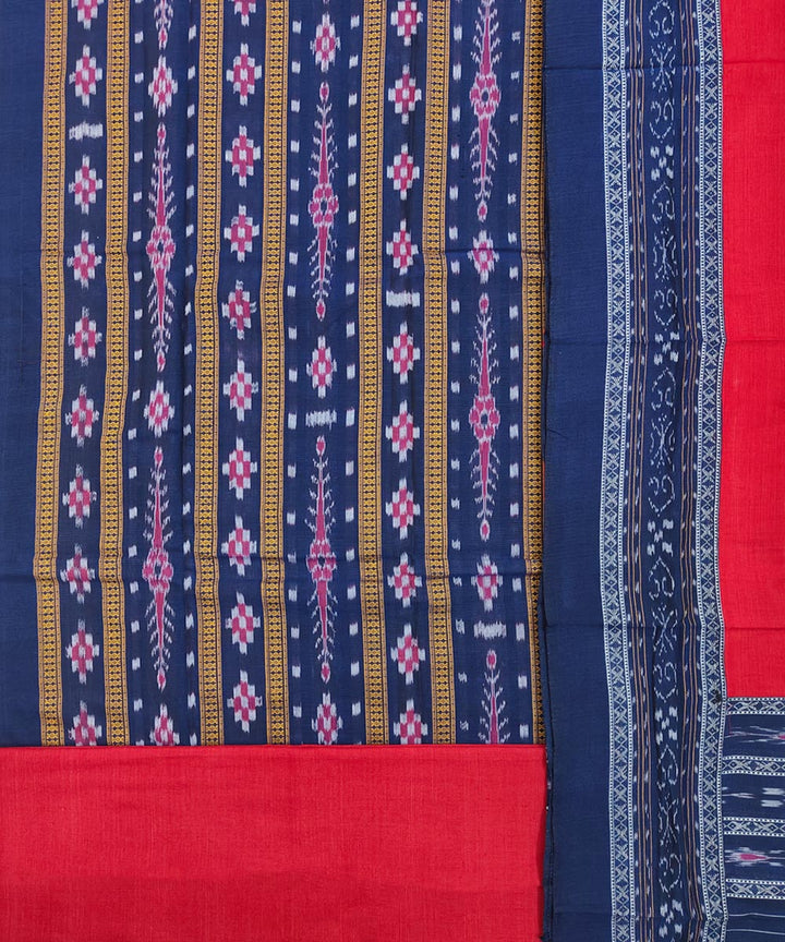 3pcs navy blue red handwoven cotton nuapatna dress material