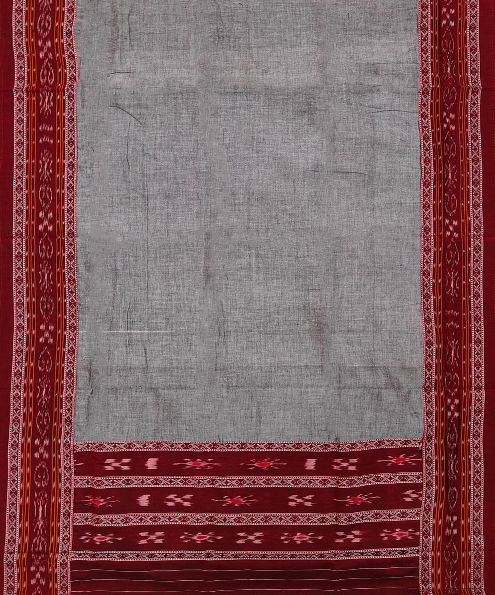 3pcs maroon grey handwoven cotton nuapatna dress material