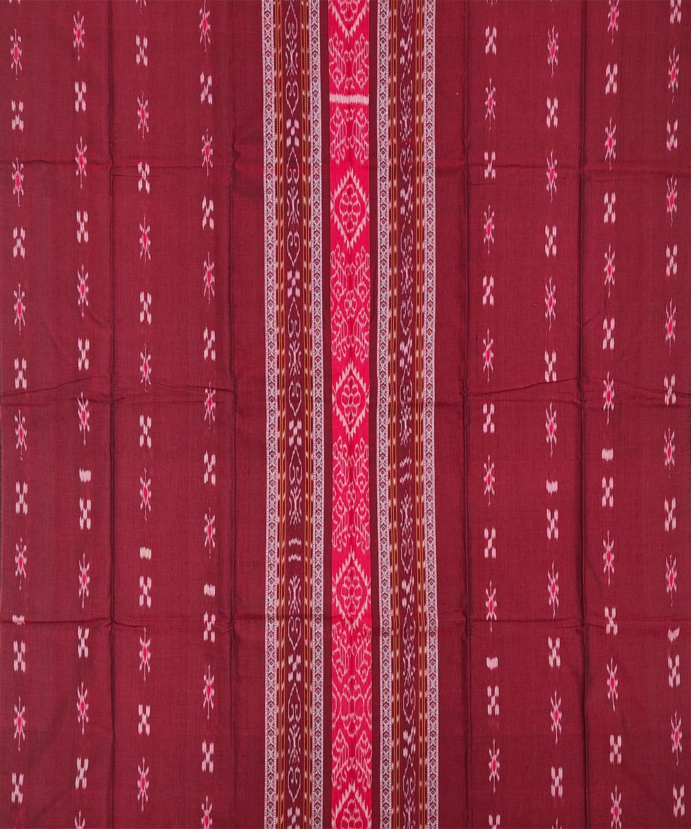 3pcs maroon light freen handwoven cotton nuapatna dress material