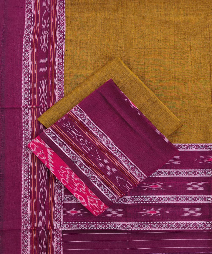 3pcs purple brown handwoven cotton nuapatna dress material