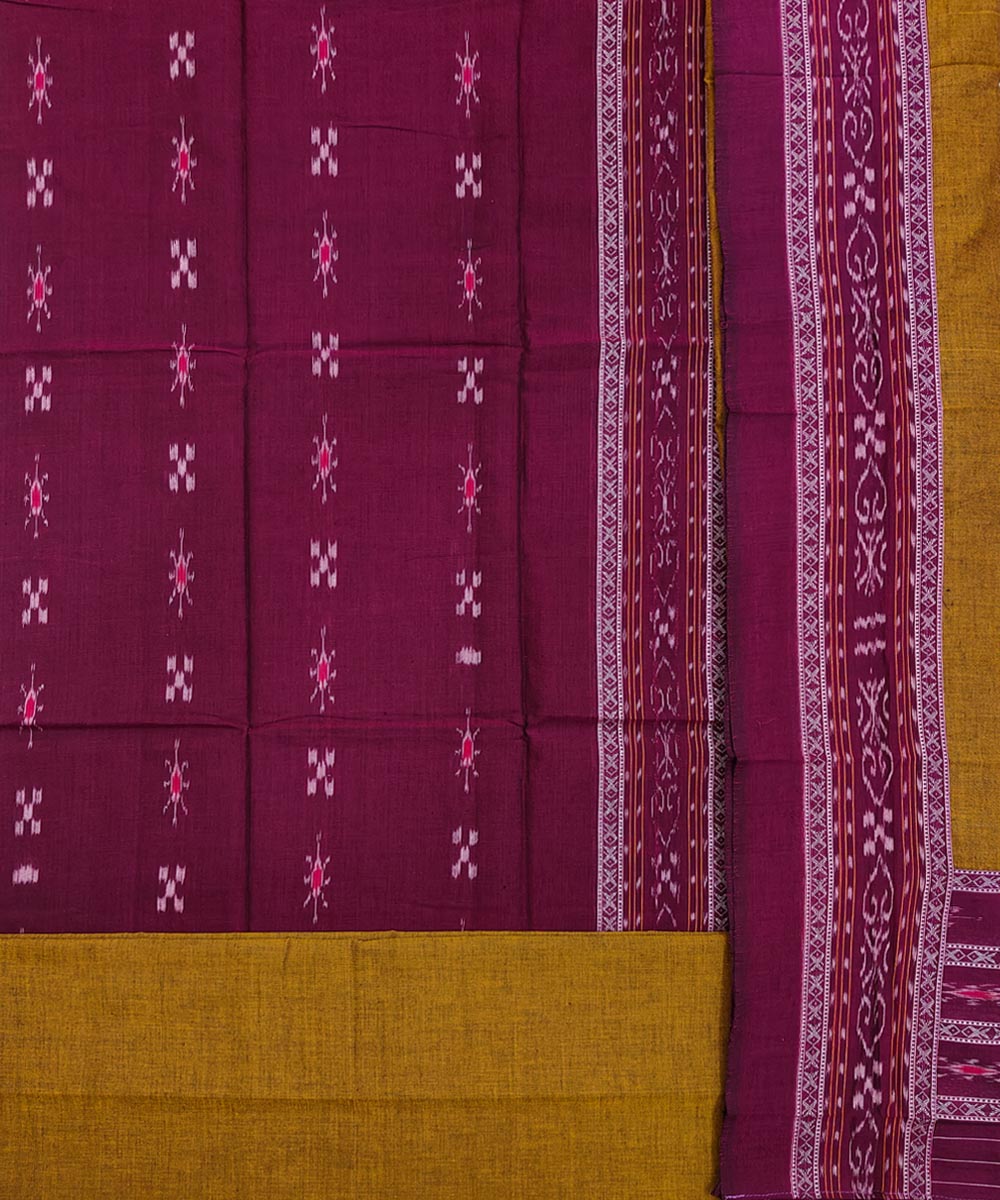 3pcs purple brown handwoven cotton nuapatna dress material