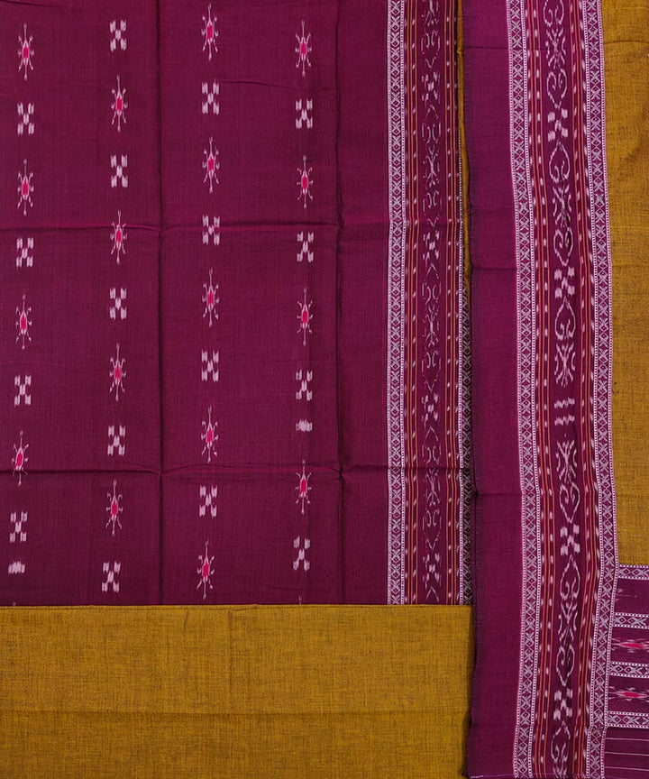 3pcs purple brown handwoven cotton nuapatna dress material