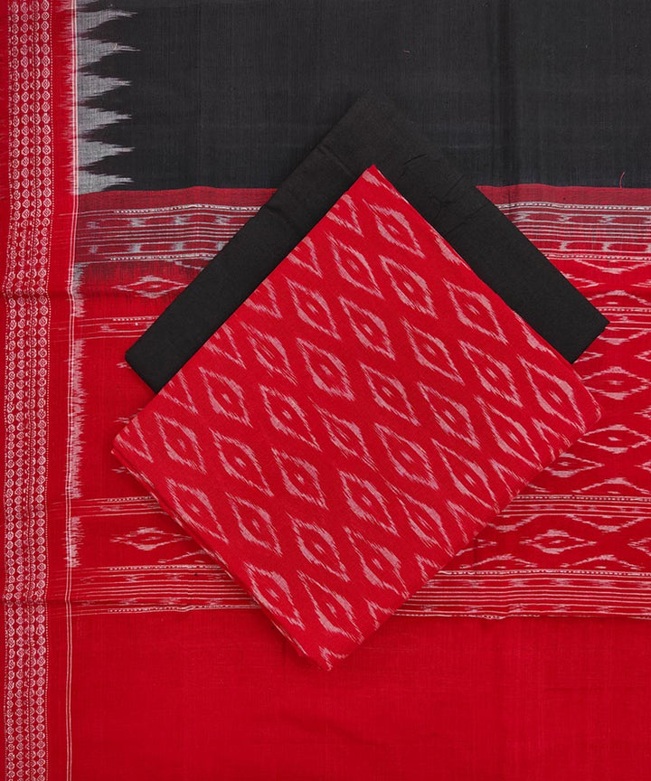 3pcs red black handwoven sambalpuri cotton dress material