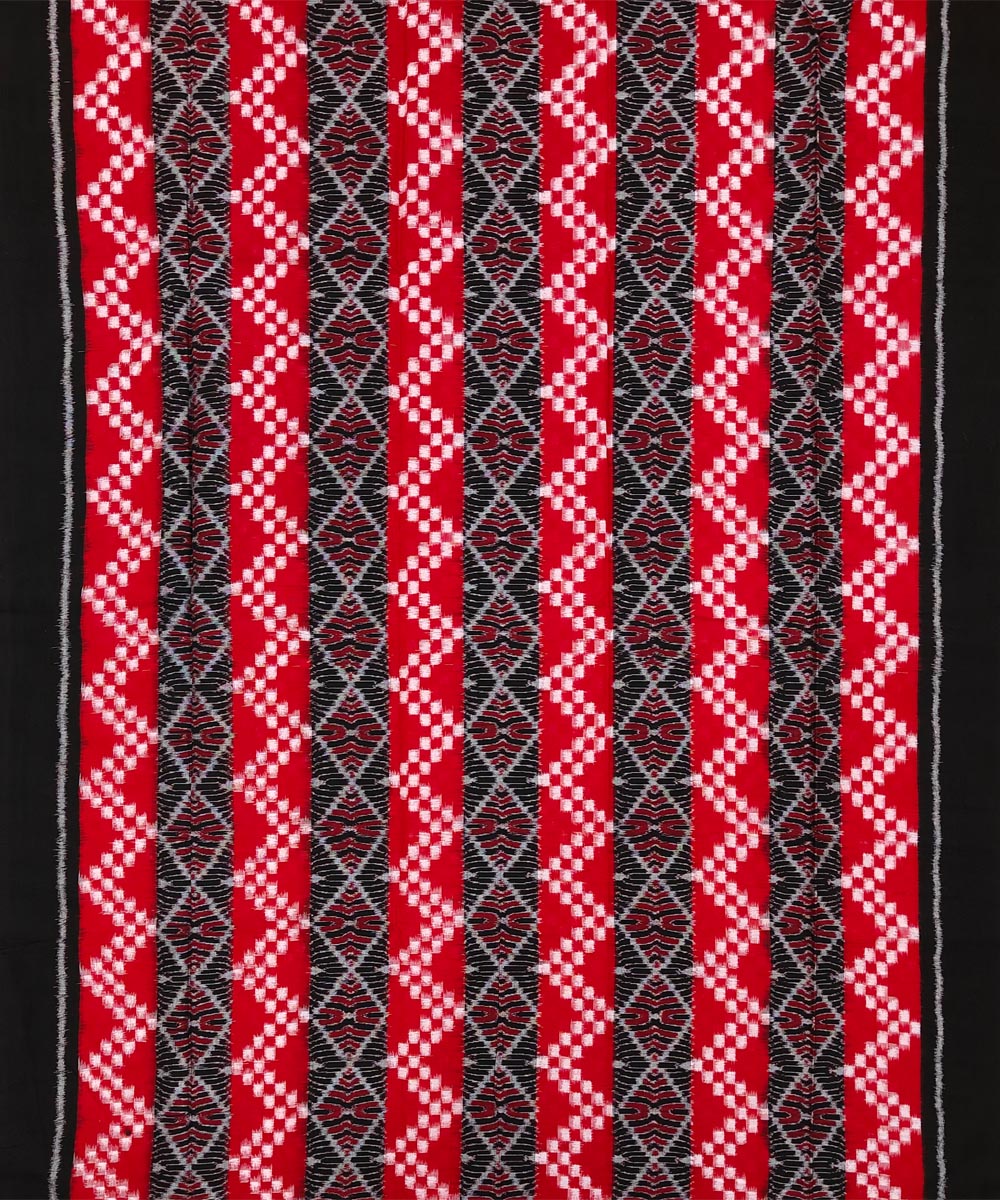 3pcs red black handwoven cotton sambalpuri dress material