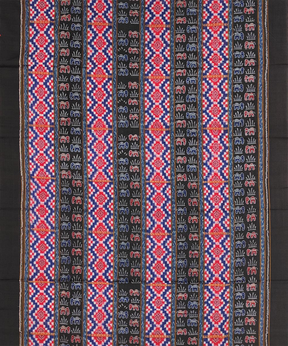 3pcs black red blue handwoven cotton sambalpuri dress material