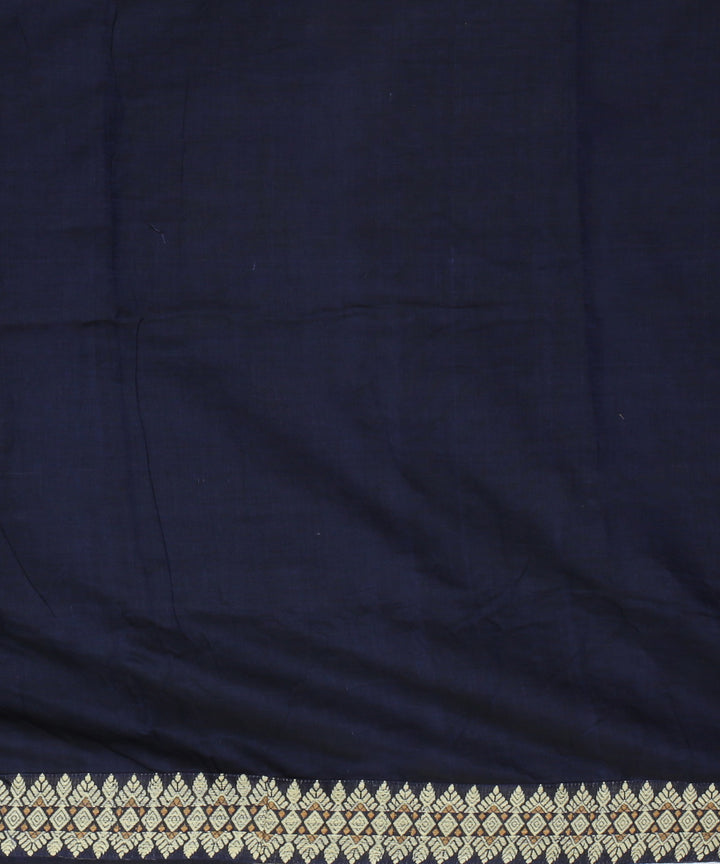 Navy blue white cotton handloom assam saree