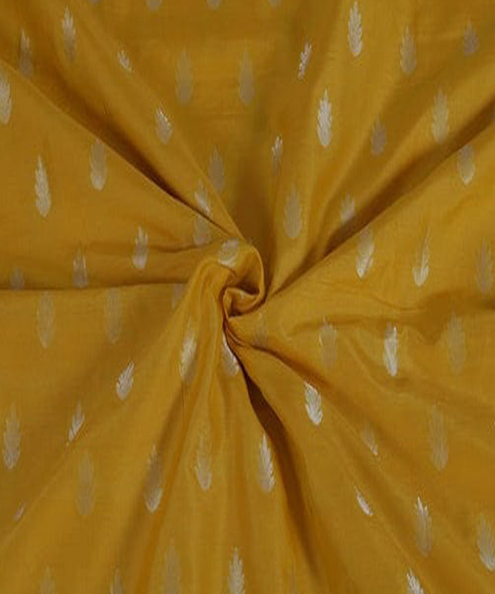 Yellow orange handloom banarasi cotton silk fabric