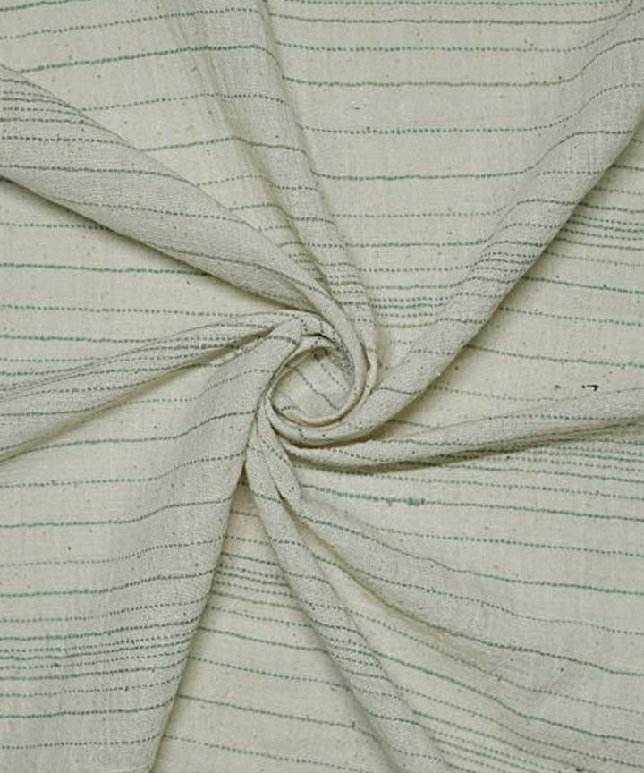 Olive green stripe cream handloom cotton kala cotton fabric