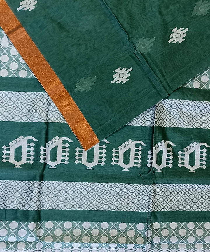 Olive green copper handloom bengal silk saree