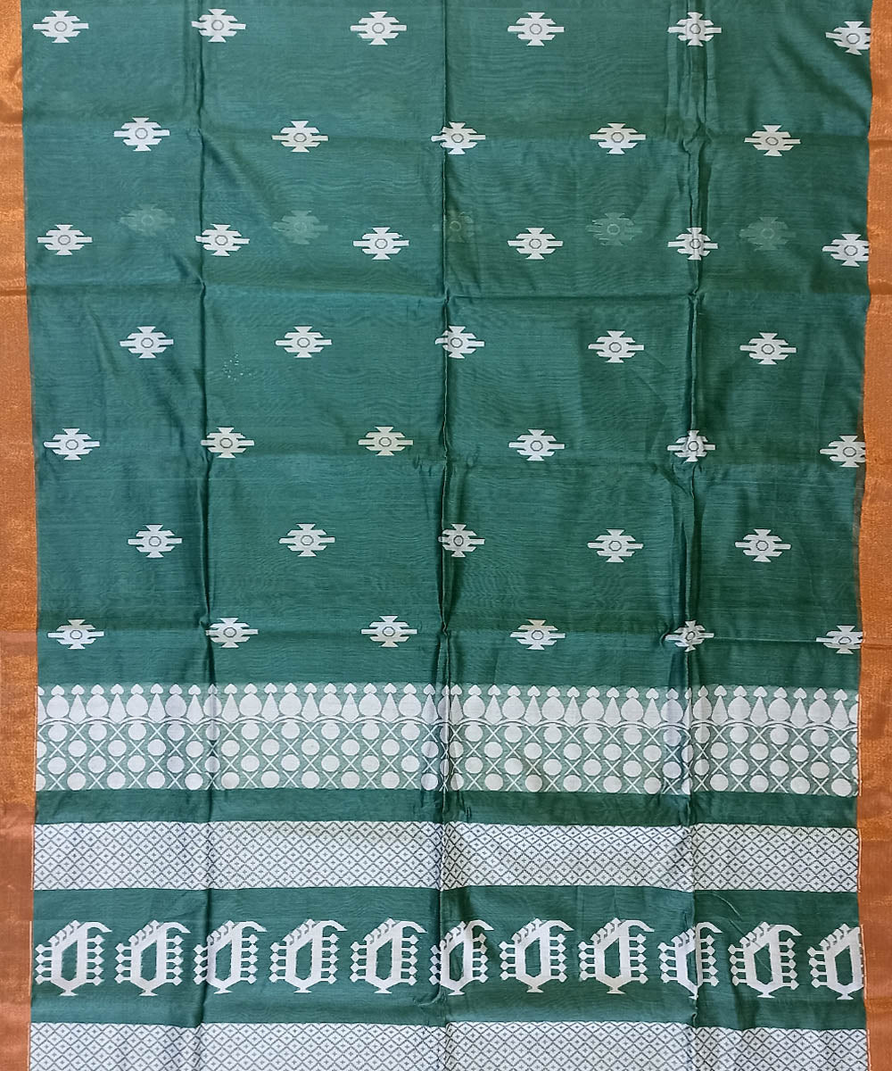 Olive green copper handloom bengal silk saree