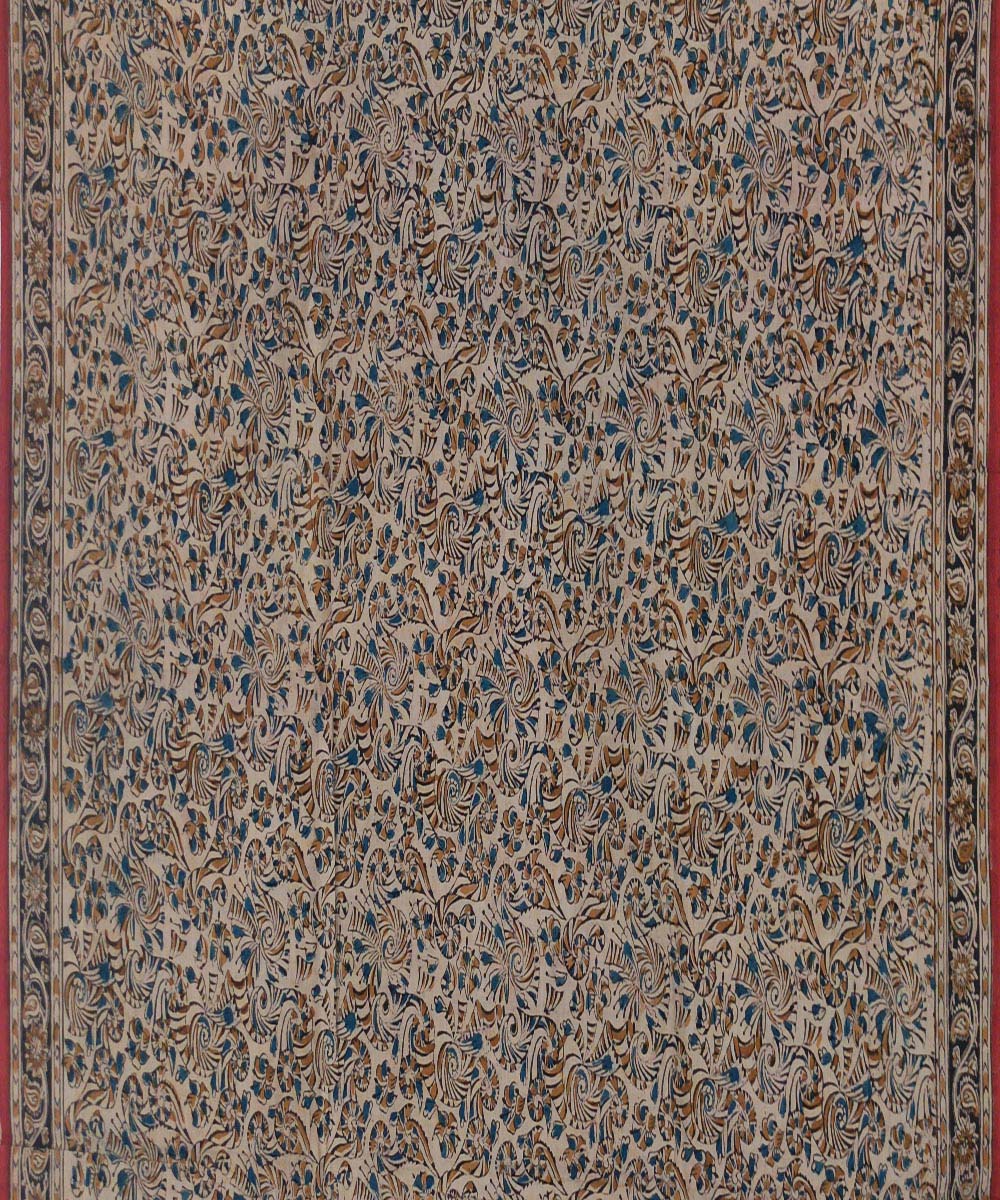 Offwhite cotton kalamkari hand printed saree