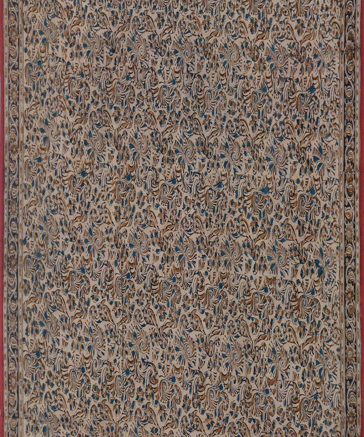 Offwhite cotton kalamkari hand printed saree