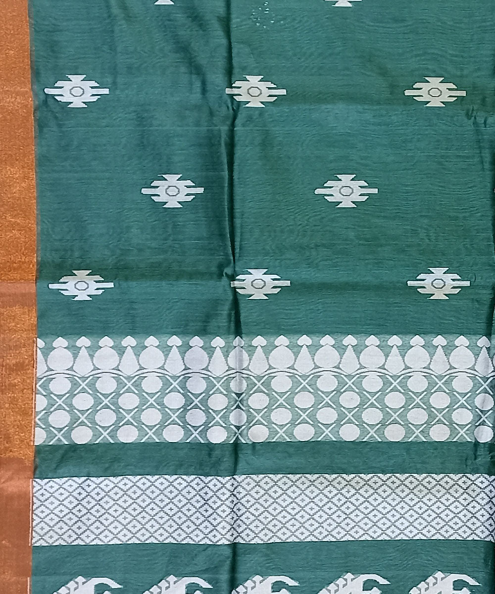 Olive green copper handloom bengal silk saree