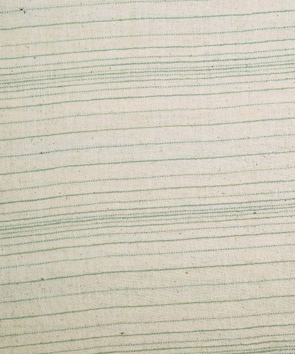 Olive green stripe cream handloom cotton kala cotton fabric