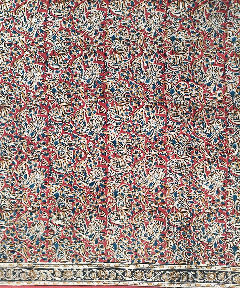 Offwhite cotton kalamkari hand printed saree