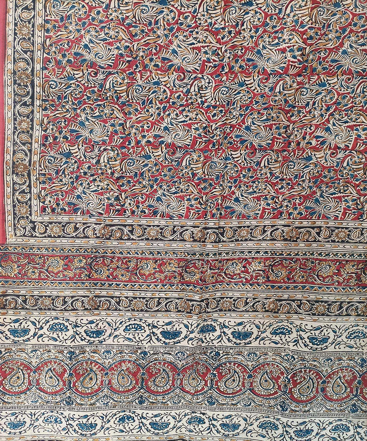 Offwhite cotton kalamkari hand printed saree