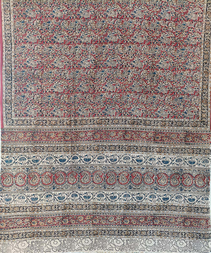 Offwhite cotton kalamkari hand printed saree