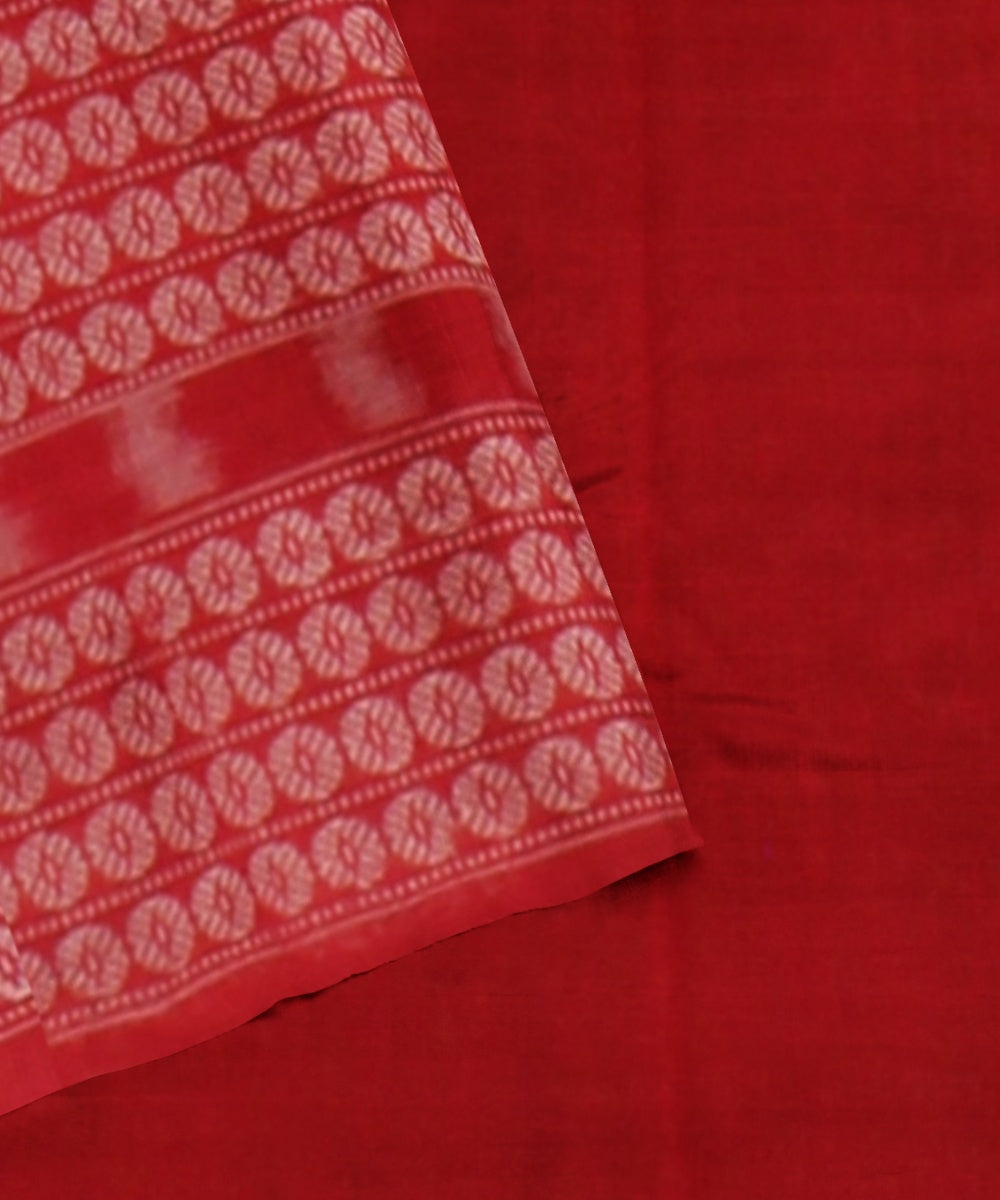 Teal green red cotton handloom sambalpuri saree