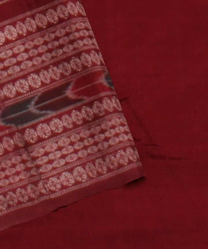 Orange maroon cotton handloom sambalpuri saree