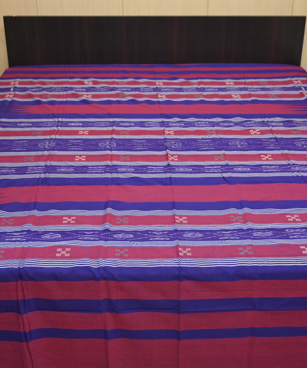 Brick red dark magenta handmade sambalpuri cotton bedsheet