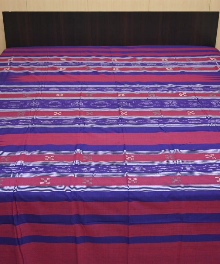 Brick red dark magenta handmade sambalpuri cotton bedsheet