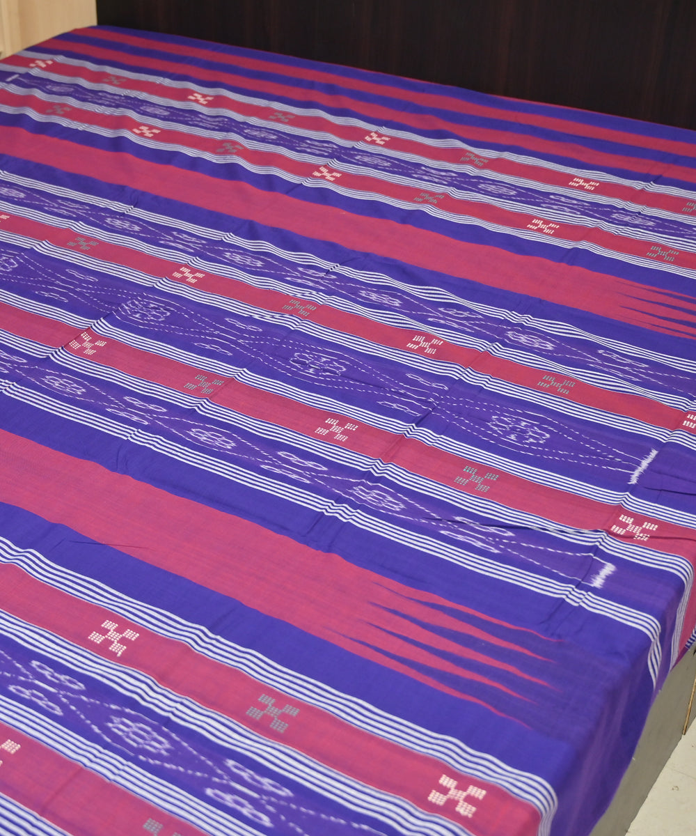 Brick red dark magenta handmade sambalpuri cotton bedsheet