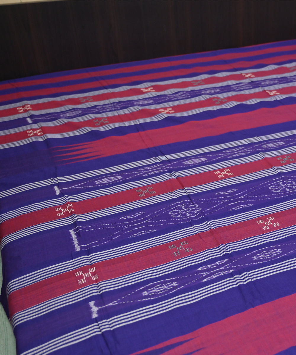 Brick red dark magenta handmade sambalpuri cotton bedsheet