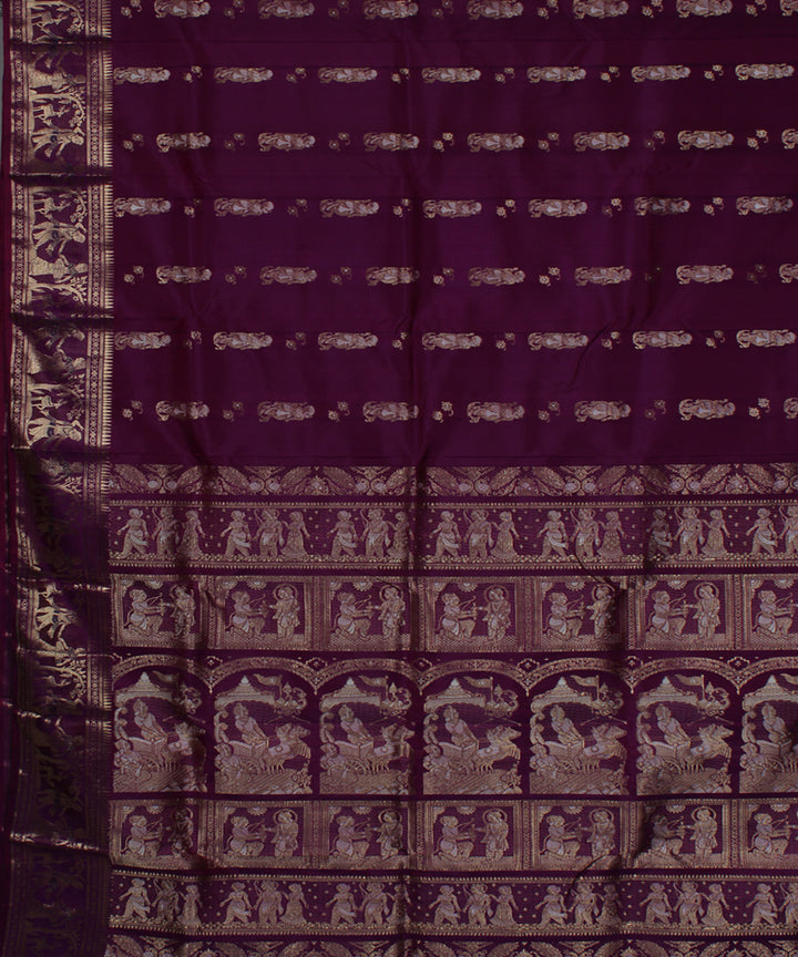 Maroon handwoven baluchari swarnachari silk saree