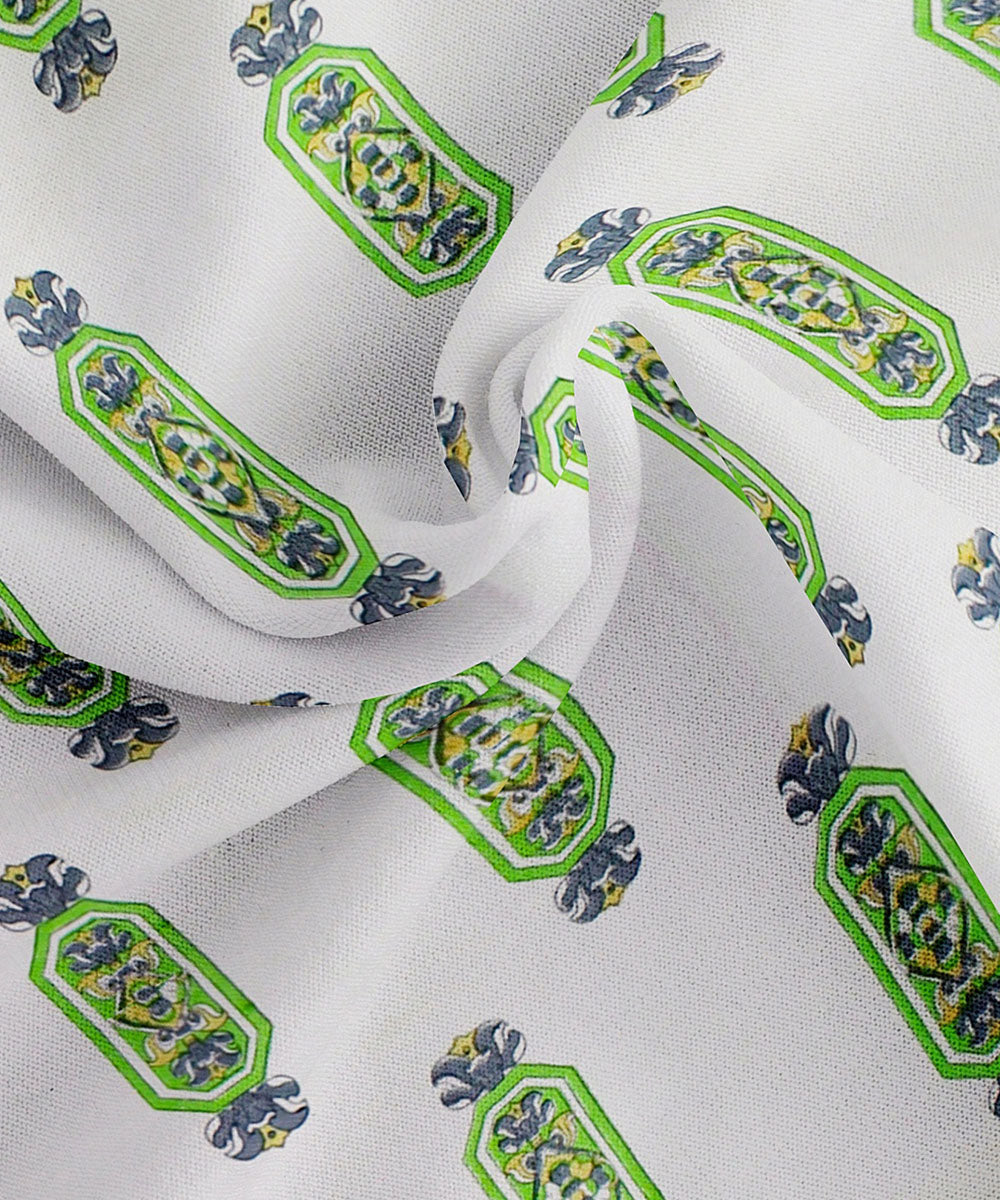 White green hand block printed king size cotton double bedsheet