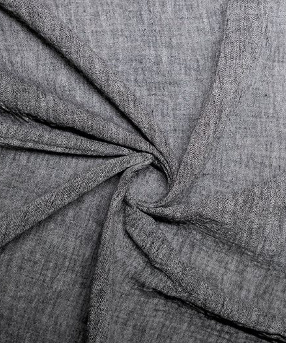 Grey yarn dyed handspun handwoven cotton fabric