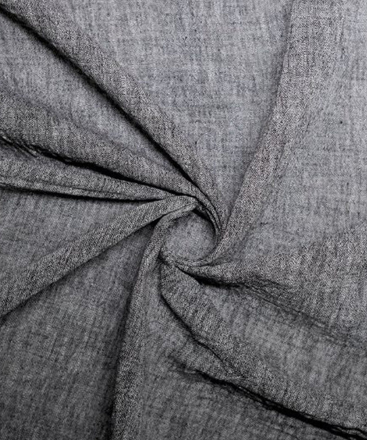 Grey yarn dyed handspun handwoven cotton fabric