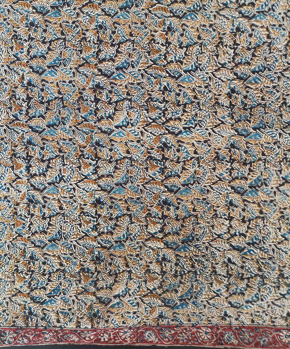 Offwhite red pallu kalamkari cotton hand printed saree