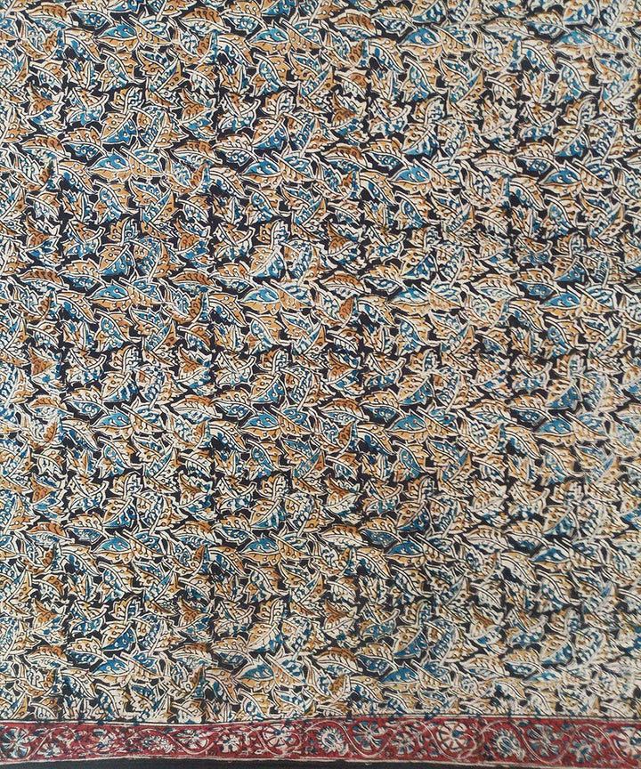 Offwhite red pallu kalamkari cotton hand printed saree