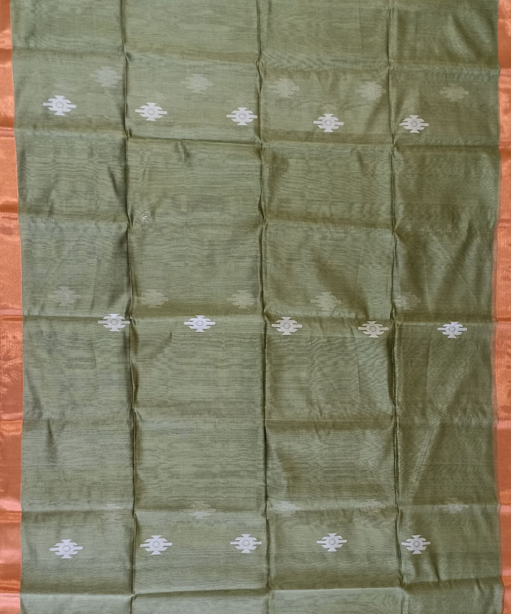 Sage green copper silk handloom bengal saree